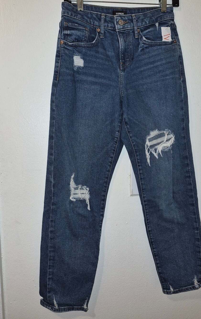 Express Boyfriend Mid Rise Distressed Jeans Size 0
